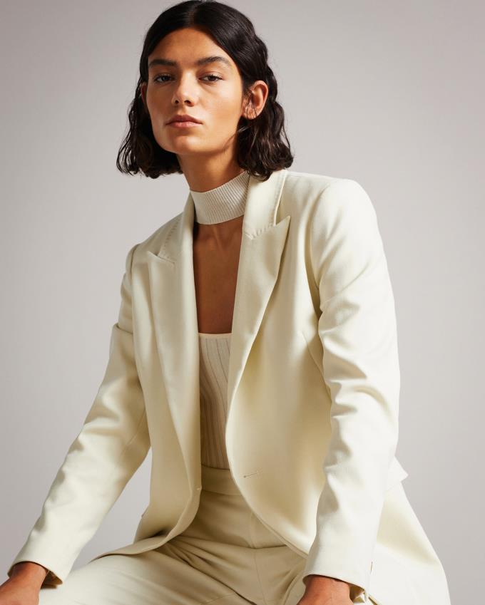 Blazer Ted Baker Peak Lapel With Waist Tab Blanche Femme | KQF-10754005